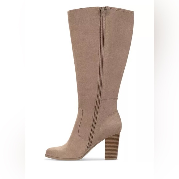 Macy’s Style & Co Extra Wide Calf Knee-High Dress Boots, Tan Faux Suede Size 11W - Picture 5 of 7